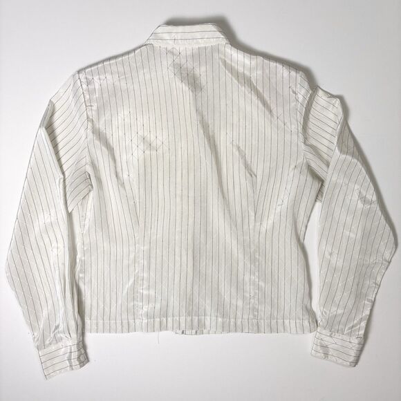 Vintage Jaclyn Smith Button Up Shirt Womens 12 White Silky Shiny Diamond Pattern - Picture 11 of 16